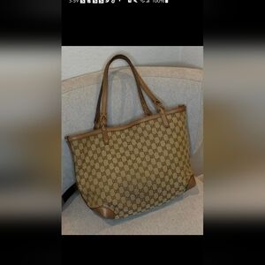 Gucci Beige and Brown Monogram Tote